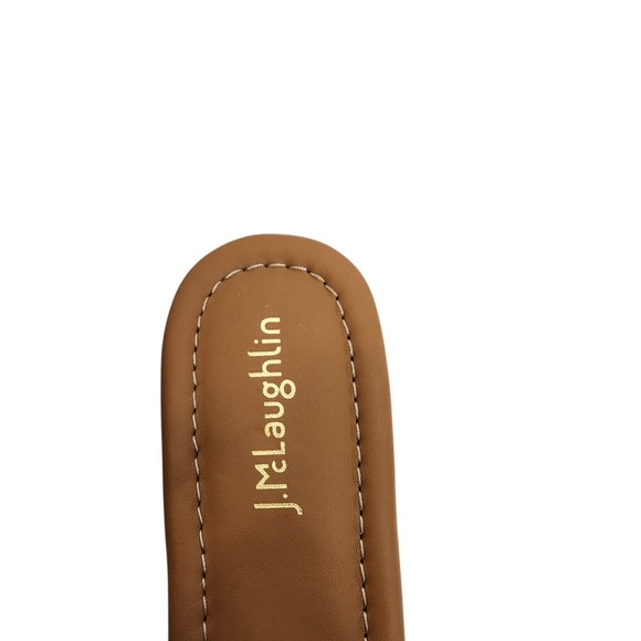 J. McLAUGLIN Shoes Womens 9.5 Blue Denim Bella Slide Sandal Tortoise Buckle Flat - Picture 7 of 9